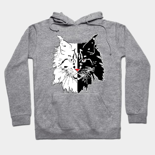 cat Maine Coon in white vs black background Hoodie by 4rpixs
